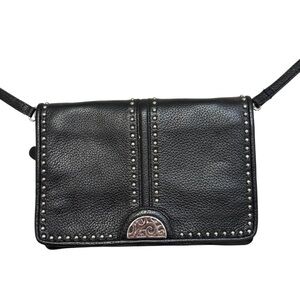 Brighton Black Studded black leather Crossbody Bag “pretty tough”